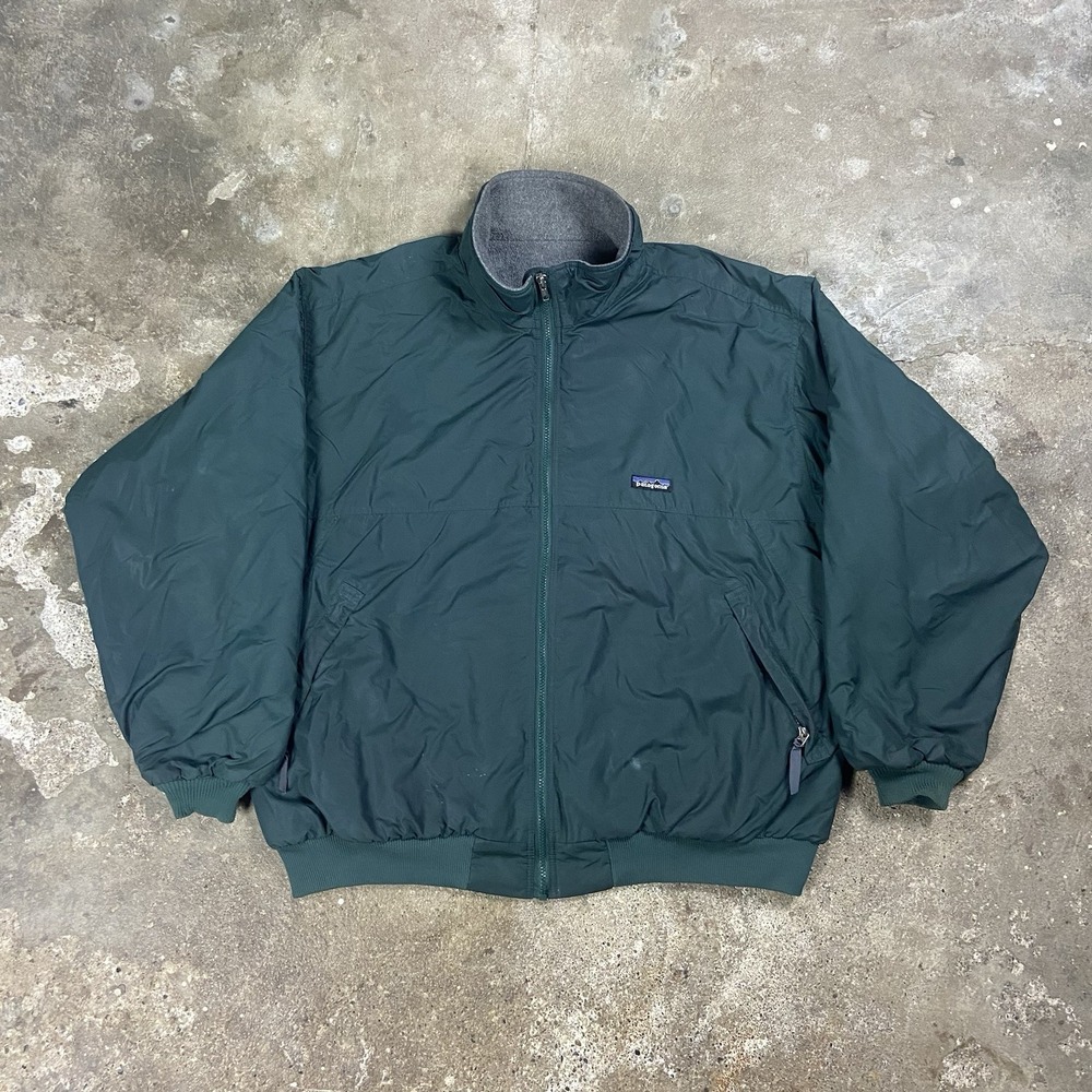 Vintage 80s Patagonia Shelled Synchilla Bomber Jacket XL Green Fleece Lined USA